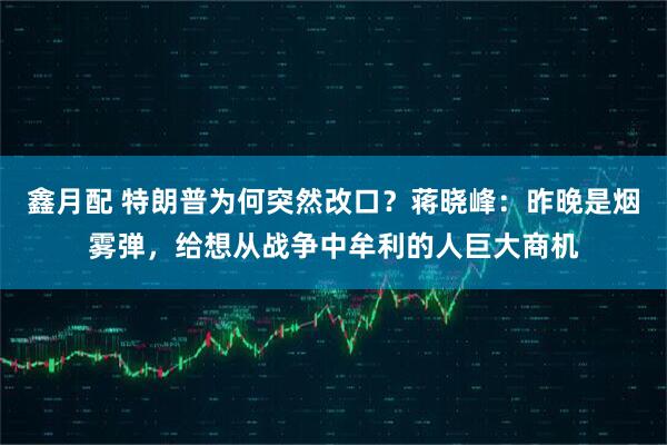 鑫月配 特朗普为何突然改口？蒋晓峰：昨晚是烟雾弹，给想从战争中牟利的人巨大商机
