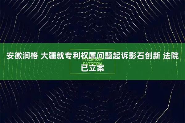安徽润格 大疆就专利权属问题起诉影石创新 法院已立案