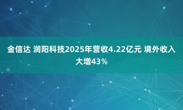 金信达 润阳科技2025年营收4.22亿元 境外收入大增43%
