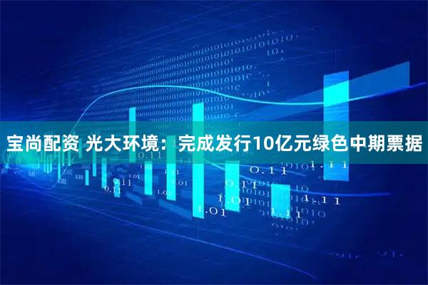 宝尚配资 光大环境:完成发行10亿元绿色中期票据