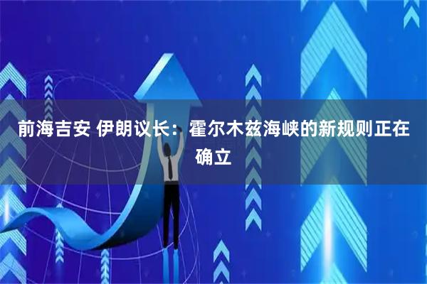 前海吉安 伊朗议长：霍尔木兹海峡的新规则正在确立