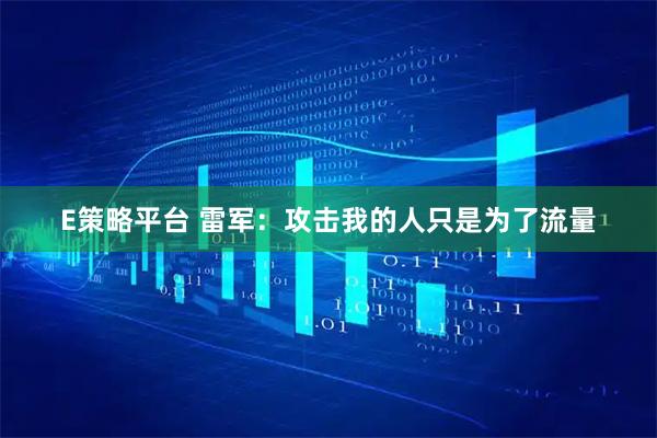 E策略平台 雷军：攻击我的人只是为了流量